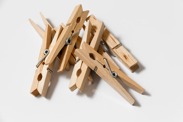 Clothespins isolated on a white background