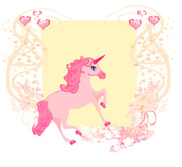 Vector Illustration of beautiful pink Unicorn.