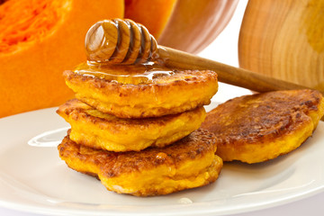 pumpkin pancakes with honey