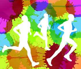 Runners abstract color splash vector background