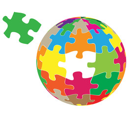 Colorful globe puzzle vector background