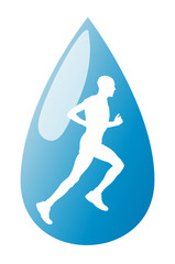 Running man liquid in water drop vector background
