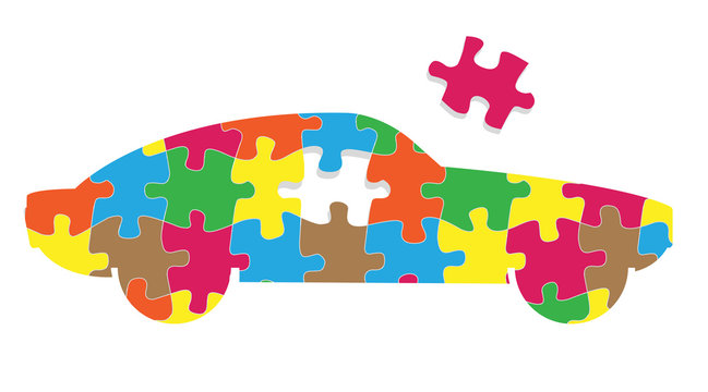 Car puzzle vector background
