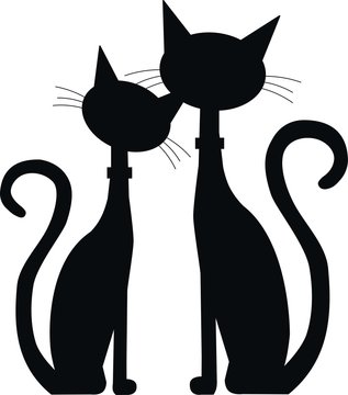 silhouette of two cats