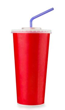 Red disposable paper cup