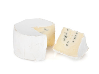 A piece of soft brie cheese