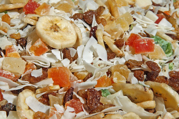 dried mixed fruit with dried banana raisin coconut