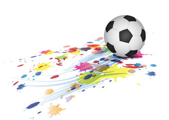 soccer ball and ink splatter background