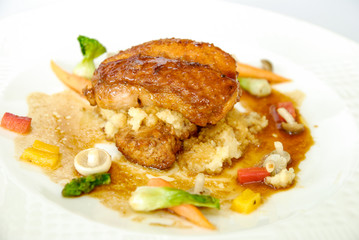 Chicken Teriyaki with vegetable in the plate