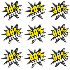 Rabatt Sterne schwarz 10 bis 90 Prozent