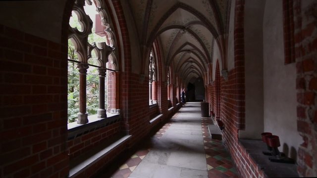 Ghotic corridor in Malbork Castle, Poland