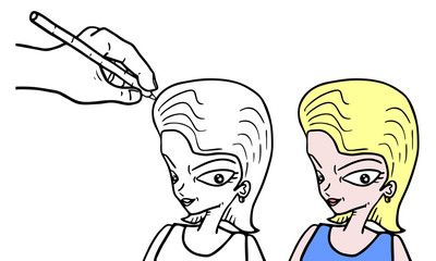 Pretty drawing woman