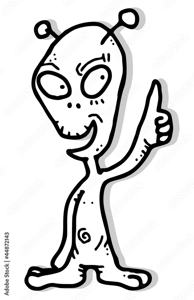 Sticker Funny alien draw