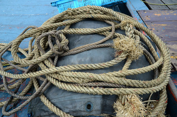 Rope on fisherman boat.