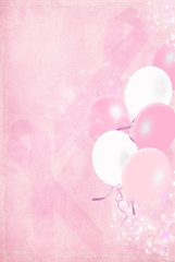 Pink ribbons and balloons