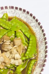 Fry mushroom with string bean