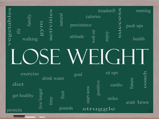 Lose Weight Word Cloud Concept on a Blackboard