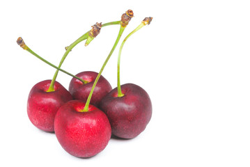 fresh red cherry isolate on white background