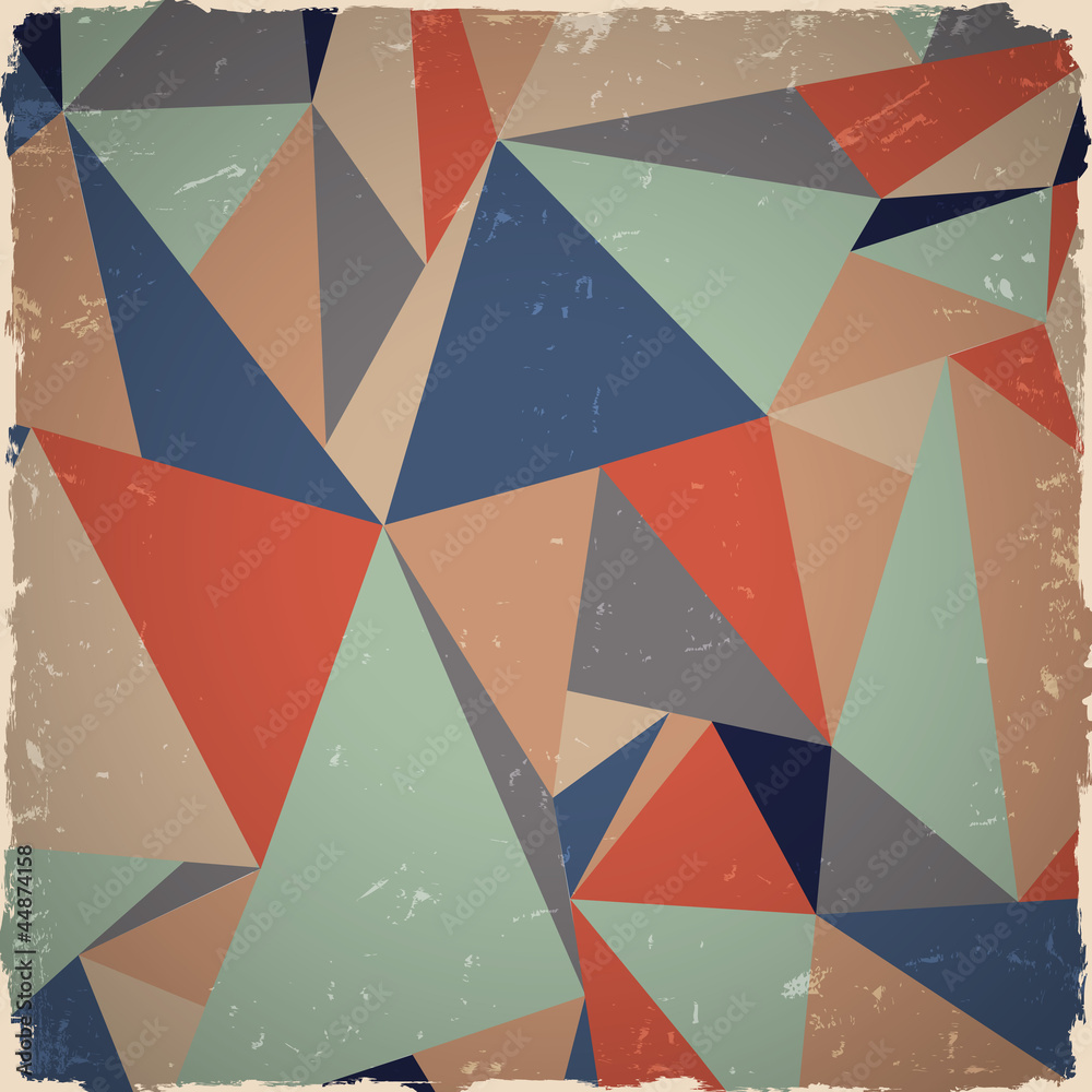 Wall mural geometric grunge background in retro colors