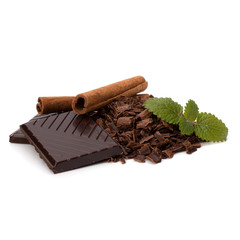 Chocolate bars and cinnamon sticks