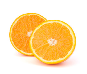 Sliced orange fruit segments  isolated on white background