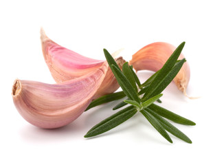 Garlic clove and rosemary leaf