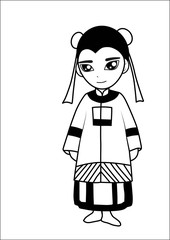 Chinese women vector cartoon