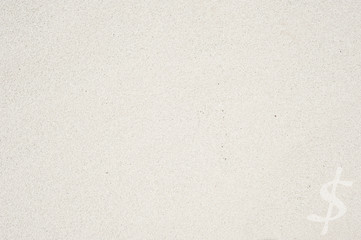Dollar icon on sand background and textured