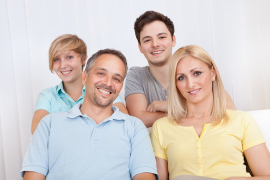 Smiling family in group portrait