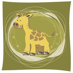 młoda żyrafa na zielonym tle