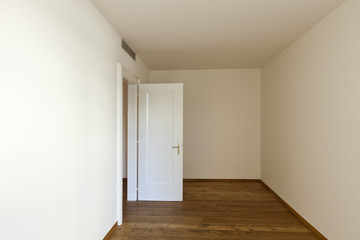 interior empty house with wooden floor, door open