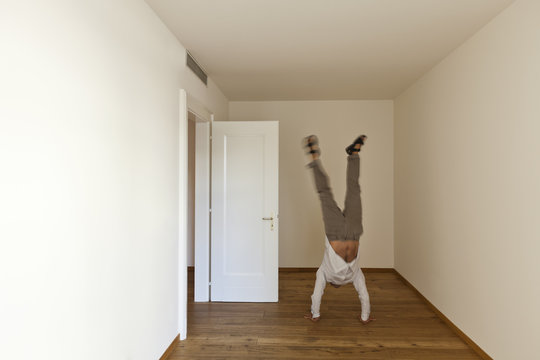 Guy Does Fitness In An Empty Room