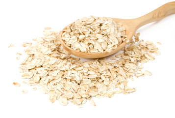 oatmeal in a wooden spoon