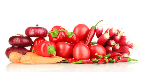 fresh red vegetables isolated on white