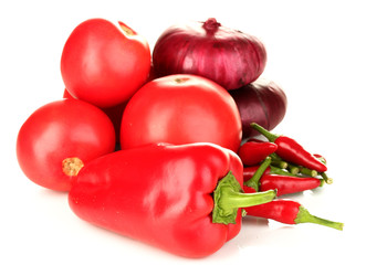 fresh red vegetables isolated on white