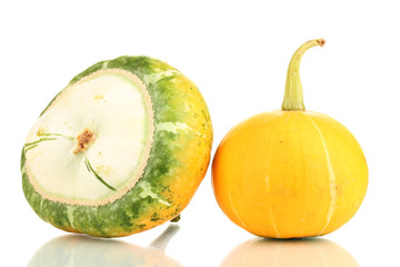 two pumpkins isolated on white