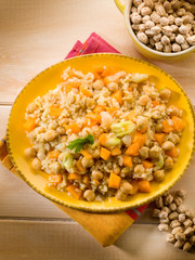 risotto with chickpeas and pumpkin, vegetarian food