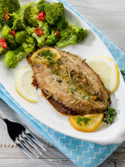 mackerel with steamed broccoli