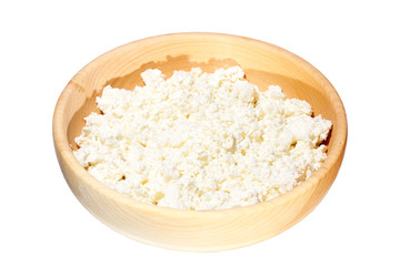 cottage cheese in plate isolated on white background