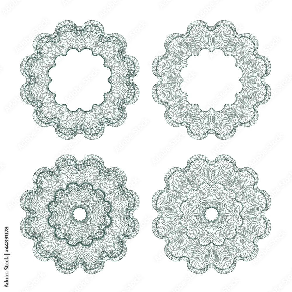 Poster set of vector guilloche rosettes