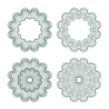 Set of vector guilloche rosettes
