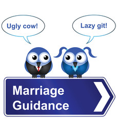 Comical marriage guidance sign