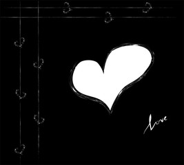 White heart on the bllack background