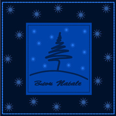 cartolina natalizia blu