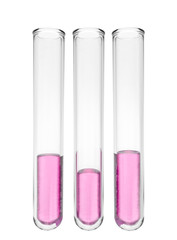 relaxed pink liquid in test tubes