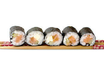 maki sushi rolls with salmon and California cheese
