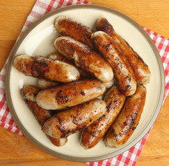 Chargrilled Sausages Piled on a Plate