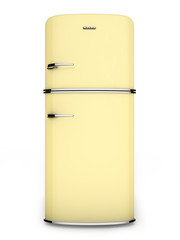 Retro yellow refrigerator - obrazy, fototapety, plakaty