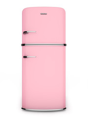 Retro pink refrigerator. Front view