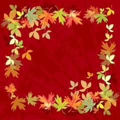 Naklejka na ściany i meble Frame with autumn leaves